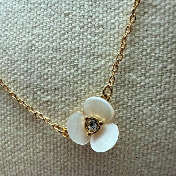 NWT Kate Spade Gold-Tone Pansy Pendant Necklace - Picture 2 of 5